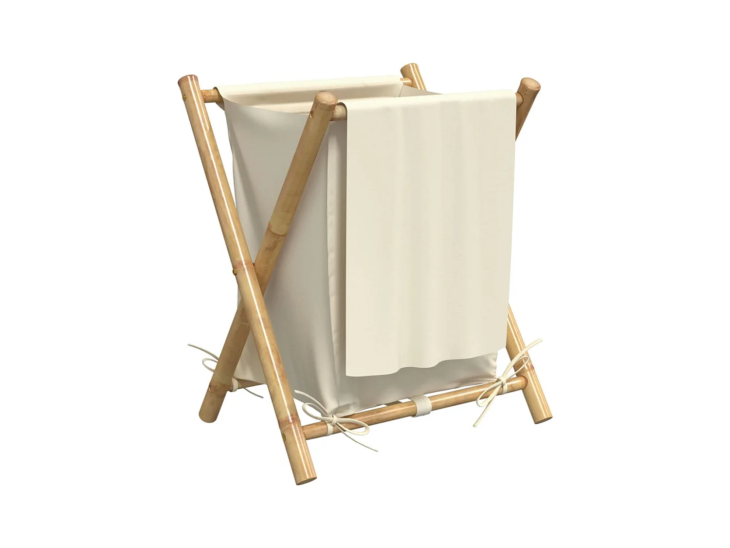 Panier à linge blanc crème 45x55x63,5 cm bambou