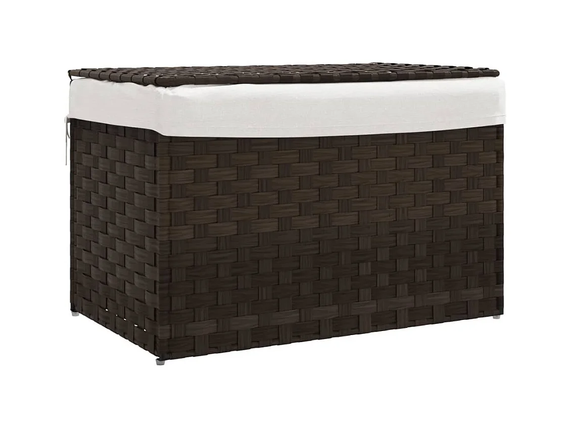 Panier à linge avec couvercle marron foncé résine tressée