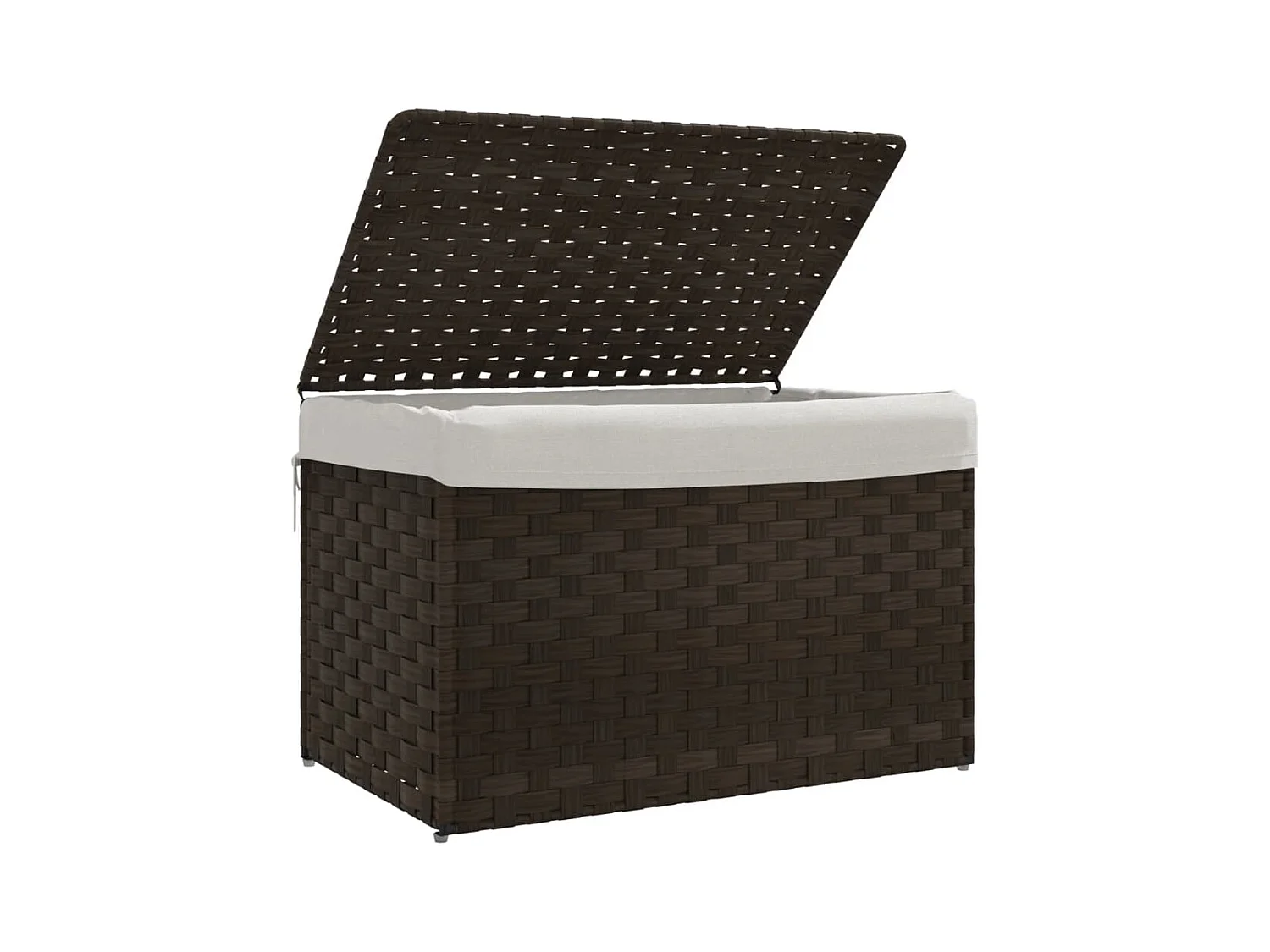 Panier à linge avec couvercle marron foncé résine tressée