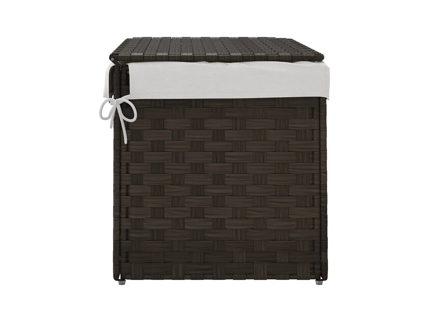 Panier à linge avec couvercle marron foncé résine tressée