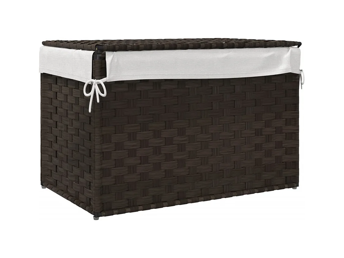 Panier à linge avec couvercle marron foncé résine tressée