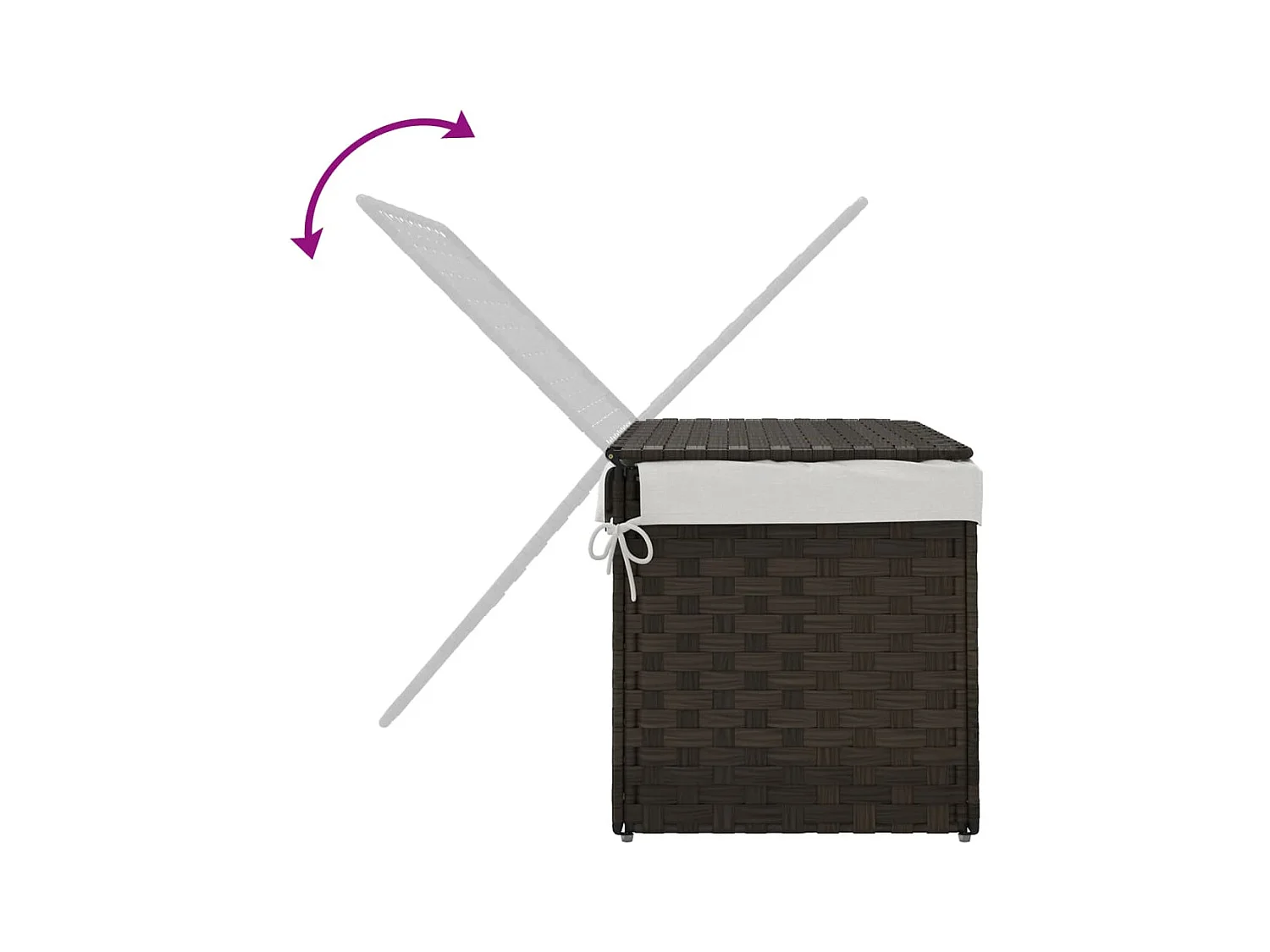 Panier à linge avec couvercle marron foncé résine tressée