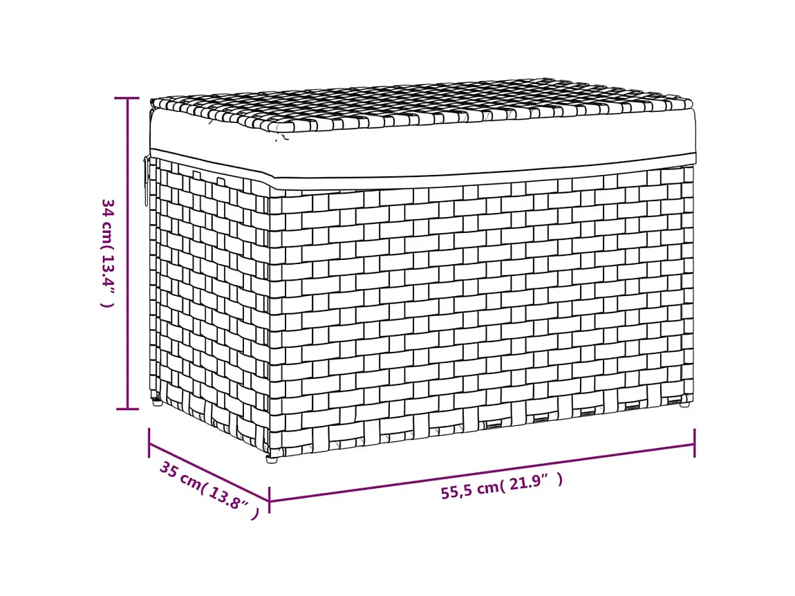 Panier à linge avec couvercle marron foncé résine tressée