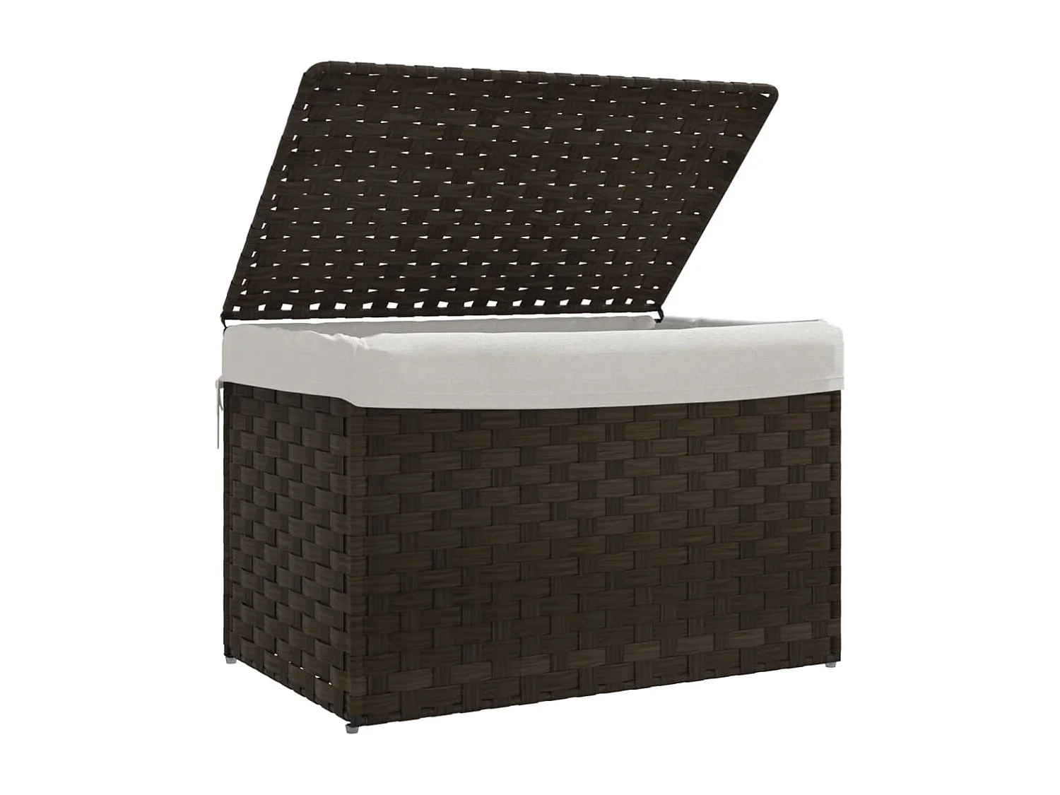 Cesta para ropa con tapa de resina tejida marrón oscuro