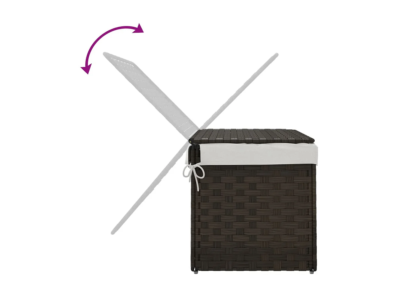 Cesta para ropa con tapa de resina tejida marrón oscuro