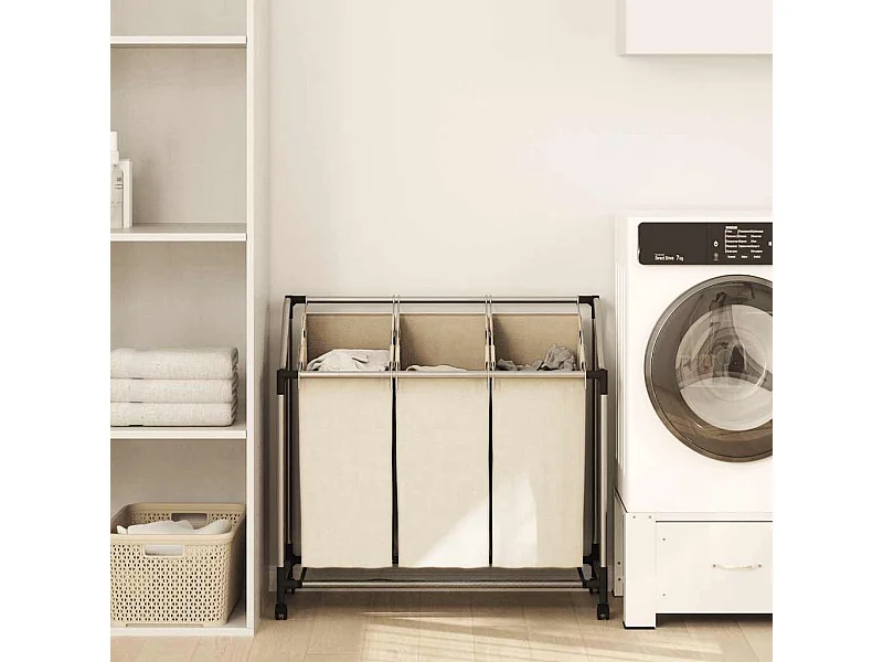 Trieuse à linge avec 3 sacs Crème Acier