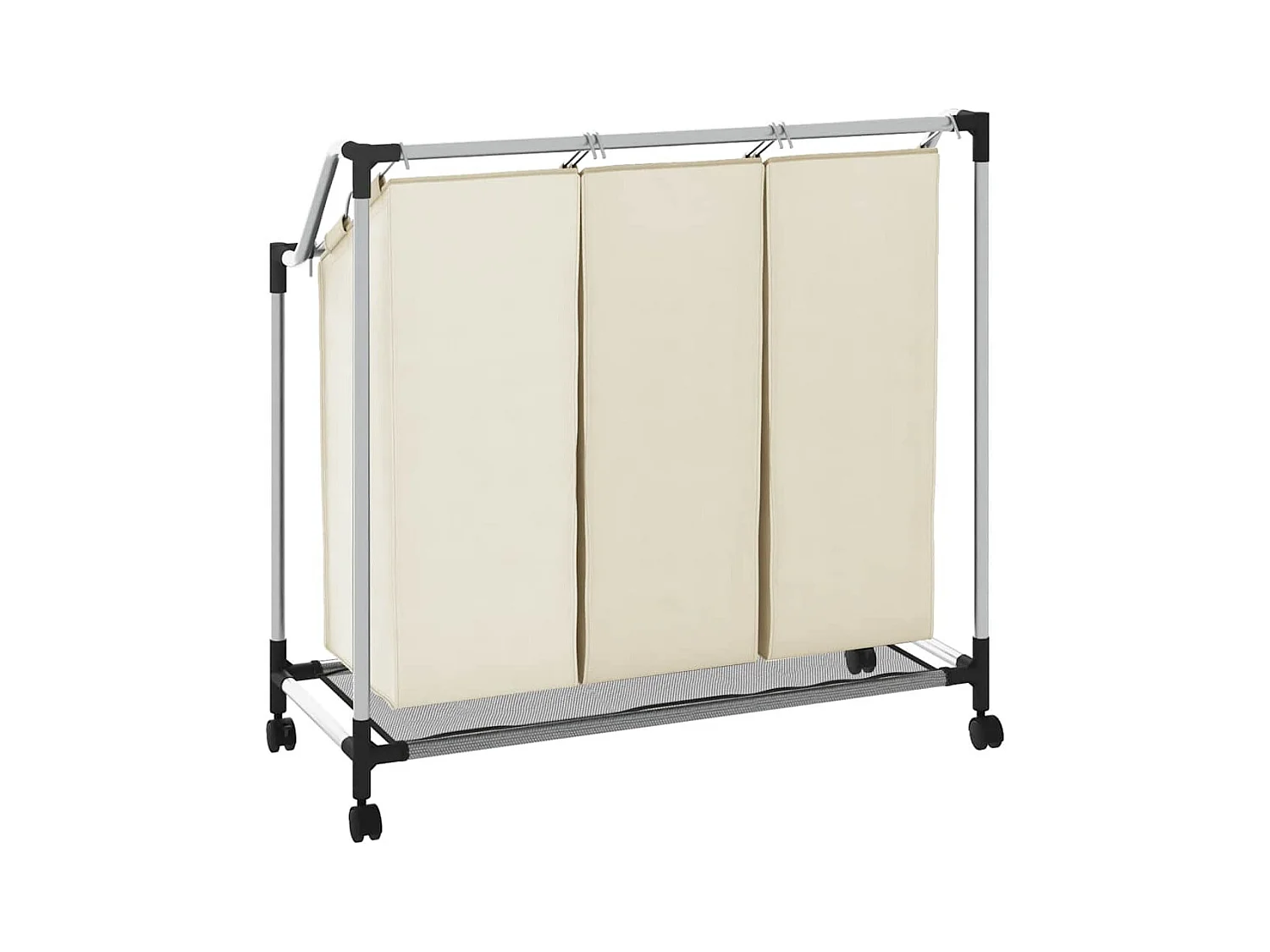 Separatore per biancheria con 3 sacchi in acciaio crema