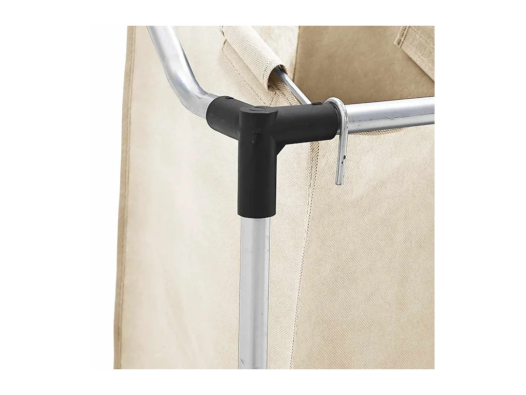 Separatore per biancheria con 3 sacchi in acciaio crema