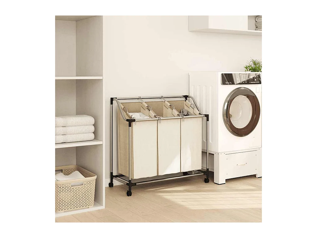 Trieuse à linge avec 3 sacs Crème Acier