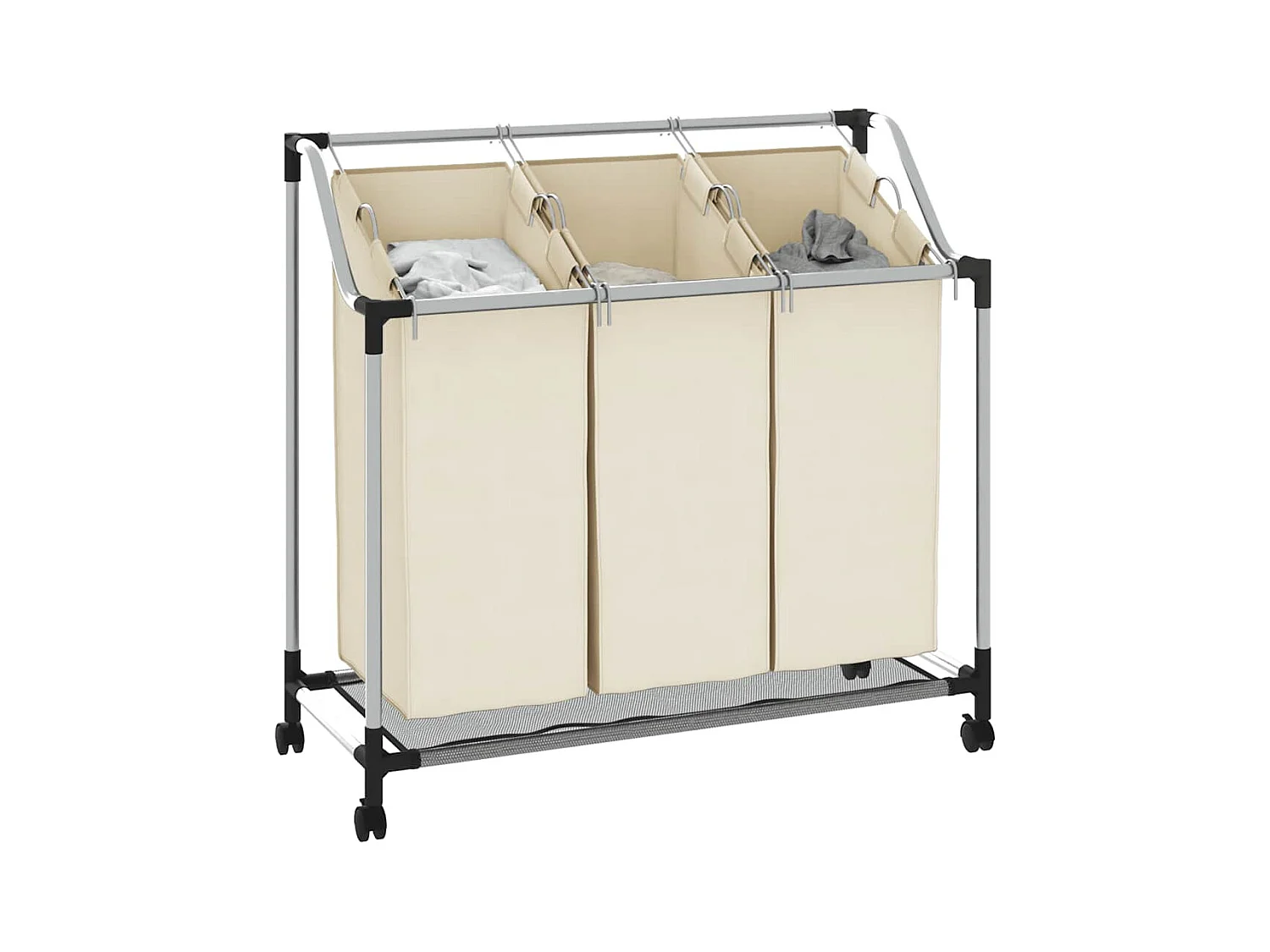 Trieuse à linge avec 3 sacs Crème Acier