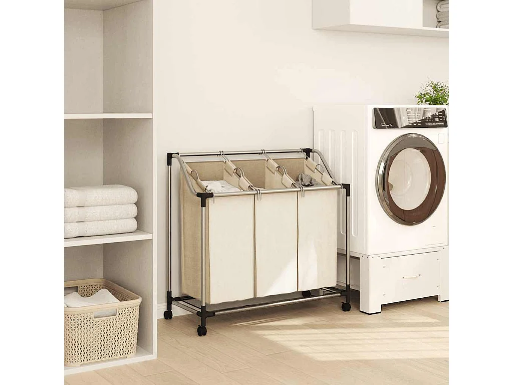 Trieuse à linge avec 3 sacs Crème Acier