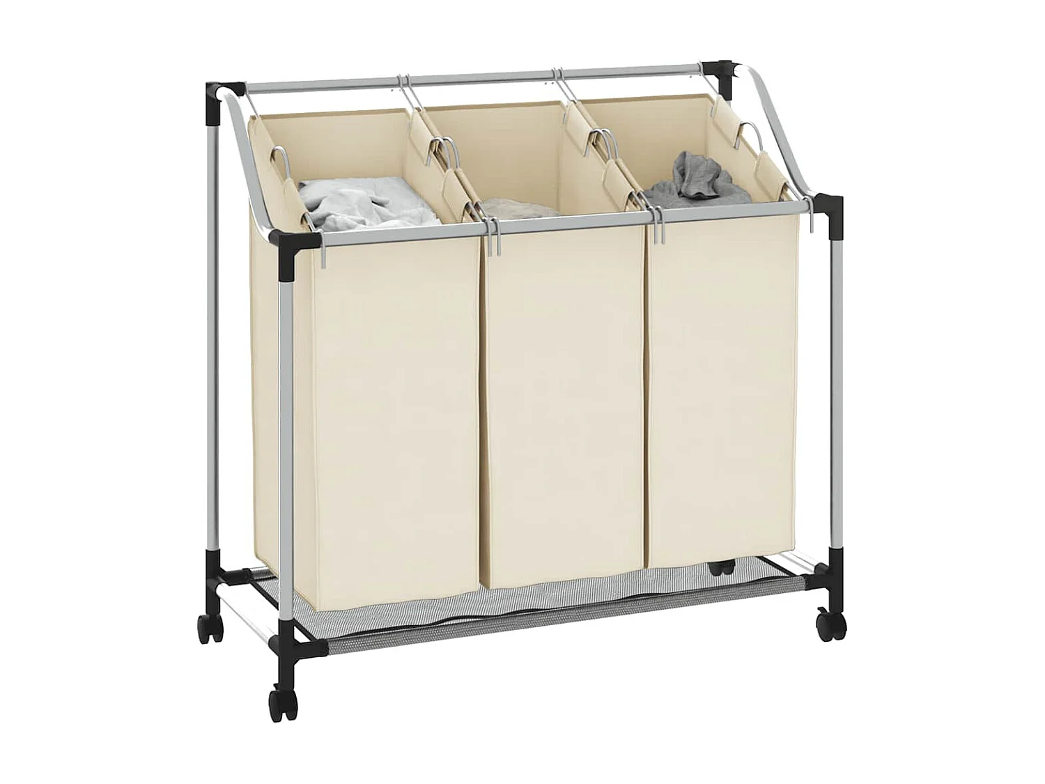 Trieuse à linge avec 3 sacs Crème Acier