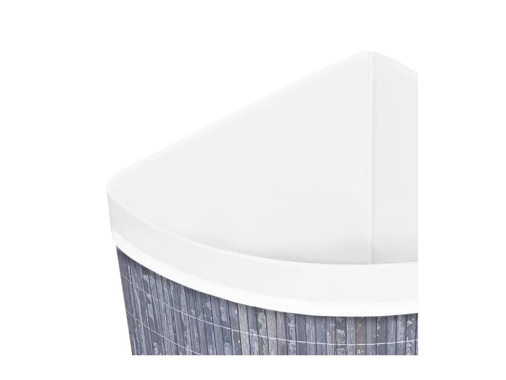Panier à linge d'angle Bambou Gris 60 L