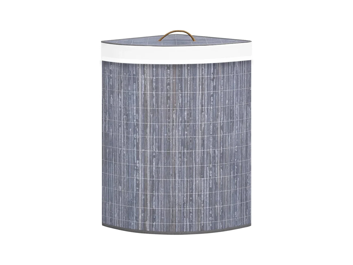 Panier à linge d'angle Bambou Gris 60 L