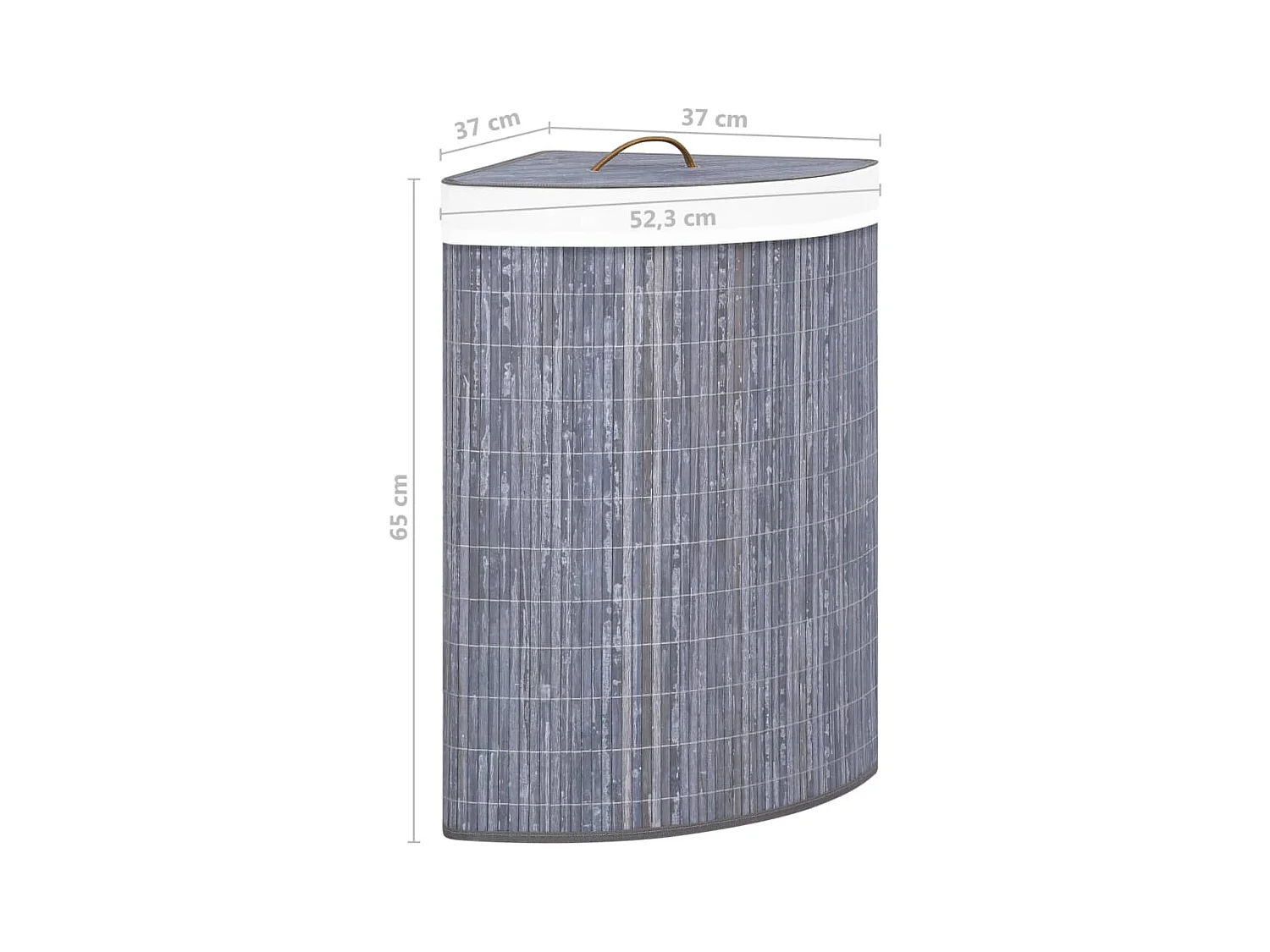 Panier à linge d'angle Bambou Gris 60 L
