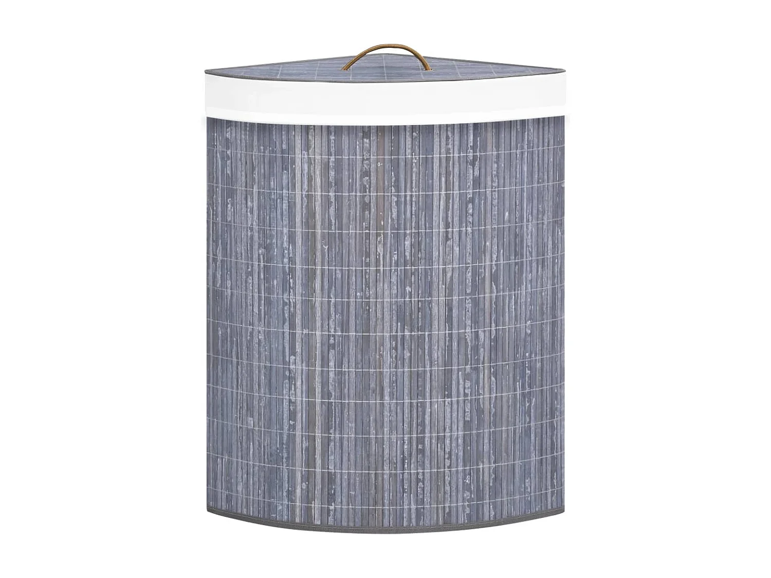 Panier à linge d'angle Bambou Gris 60 L