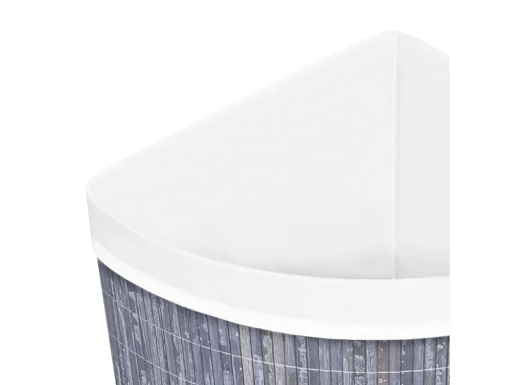 Panier à linge d'angle Bambou Gris 60 L