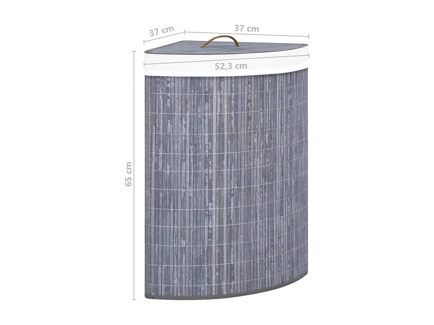 Panier à linge d'angle Bambou Gris 60 L