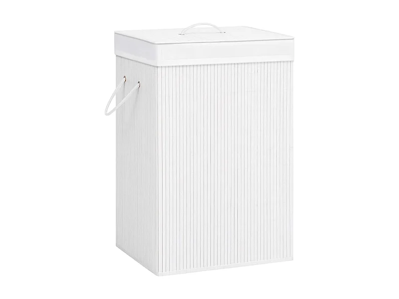 Cesta para ropa sucia de 2 secciones de bambú blanco de 72 L