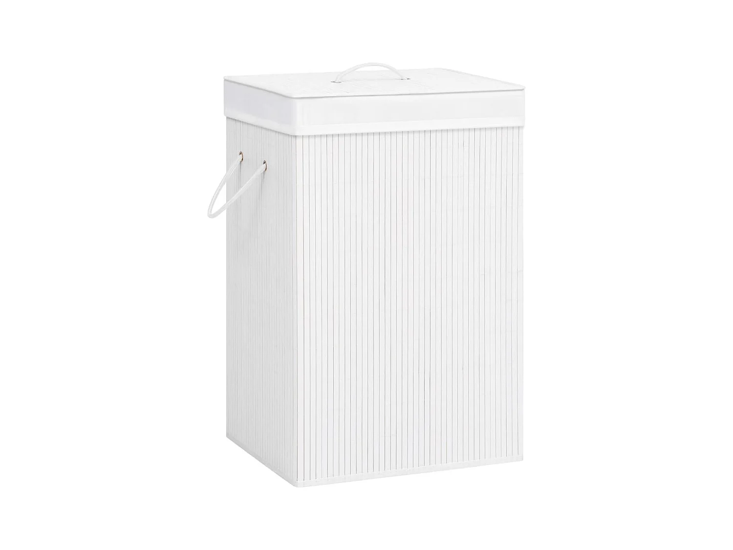 Panier à linge avec 2 sections bambou blanc 72 L