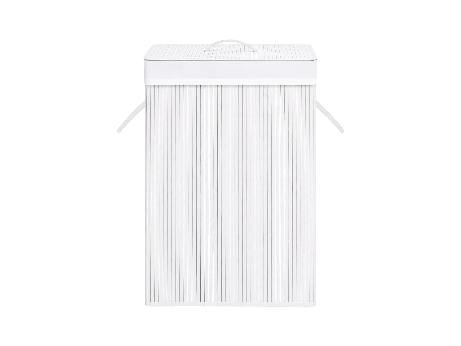 Panier à linge avec 2 sections bambou blanc 72 L