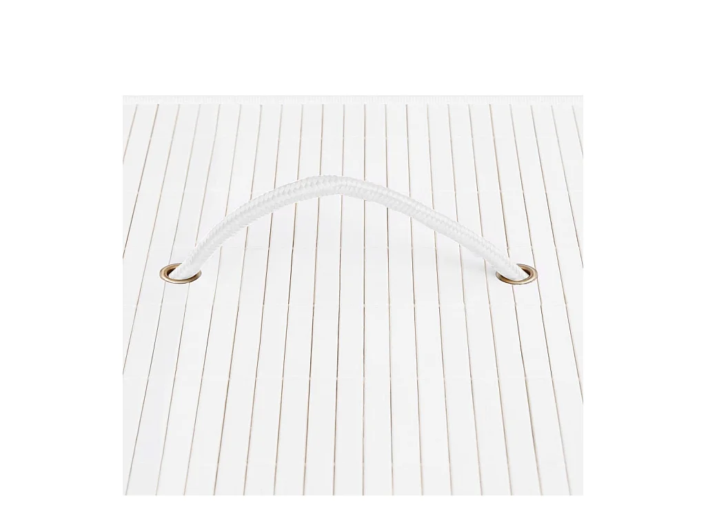 Panier à linge avec 2 sections bambou blanc 72 L