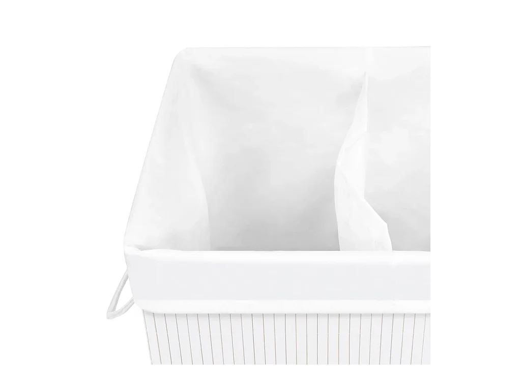 Panier à linge avec 2 sections bambou blanc 72 L
