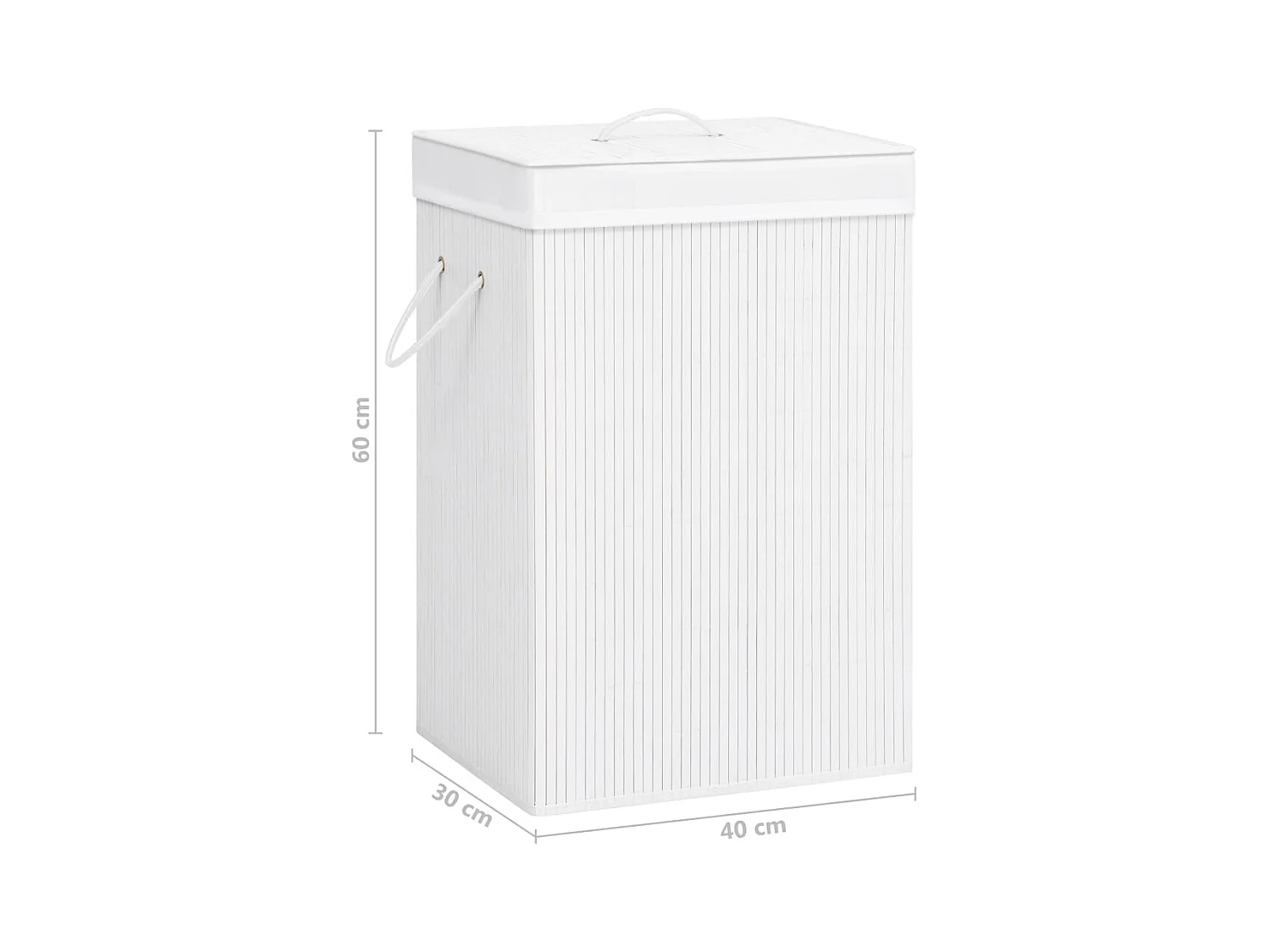 Panier à linge avec 2 sections bambou blanc 72 L