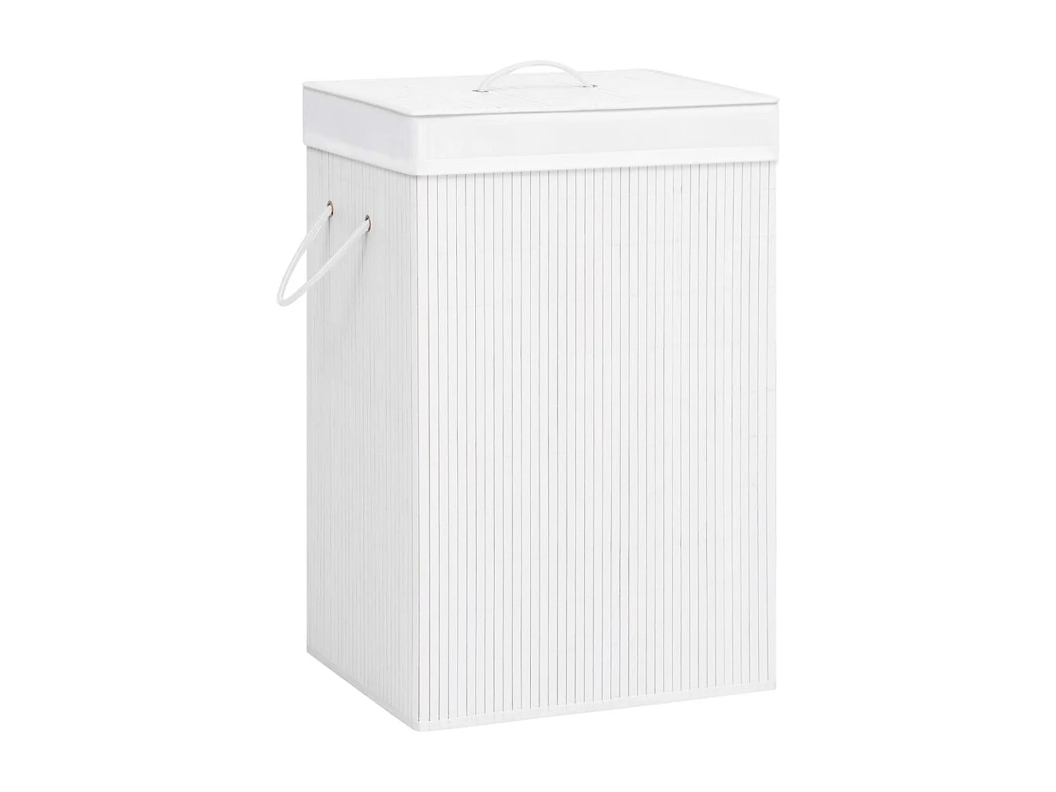 Wasmand met 2 vakken wit bamboe 72 L