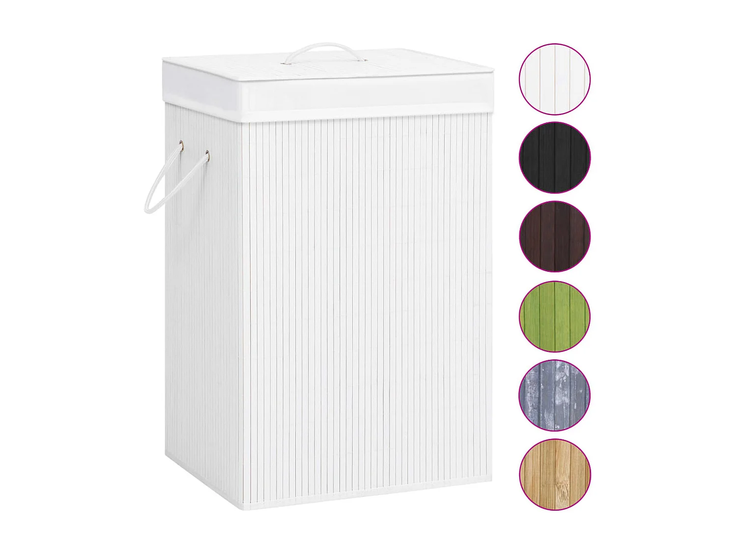 Wasmand met 2 vakken wit bamboe 72 L