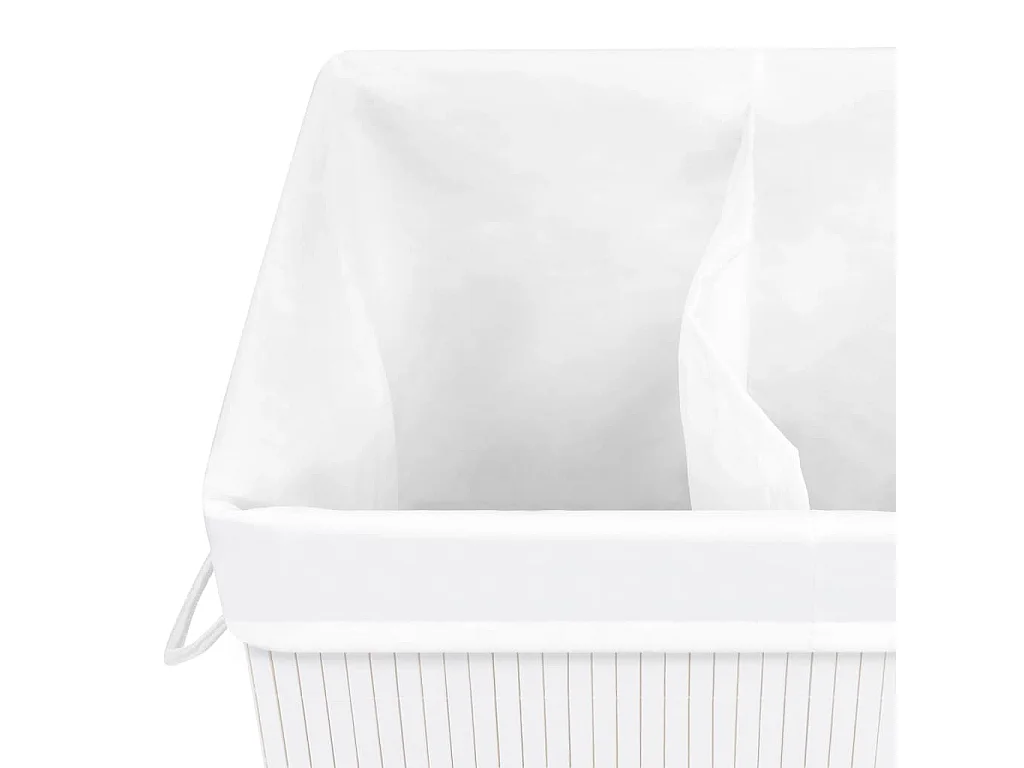 Wasmand met 2 vakken wit bamboe 72 L