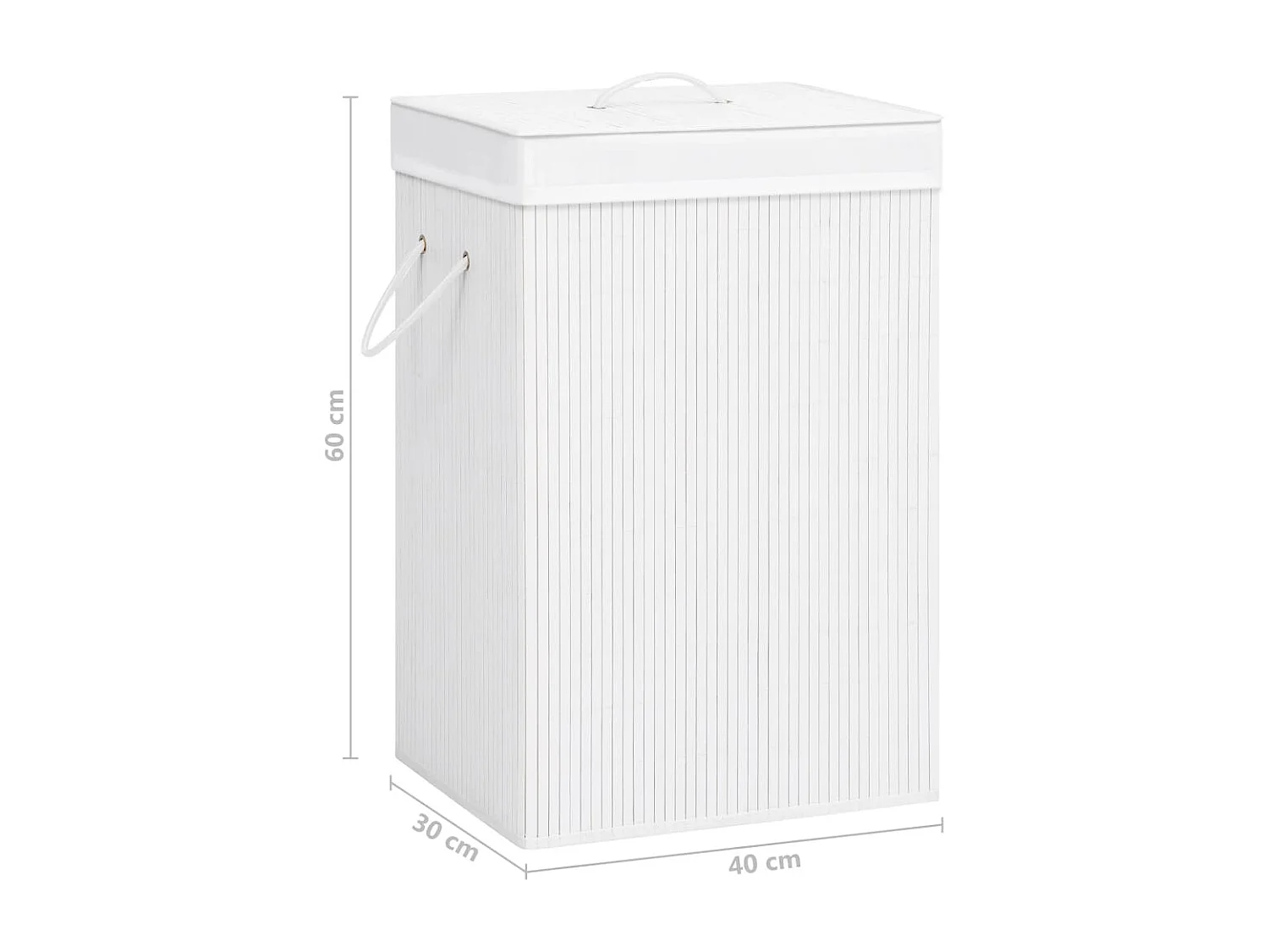 Wasmand met 2 vakken wit bamboe 72 L