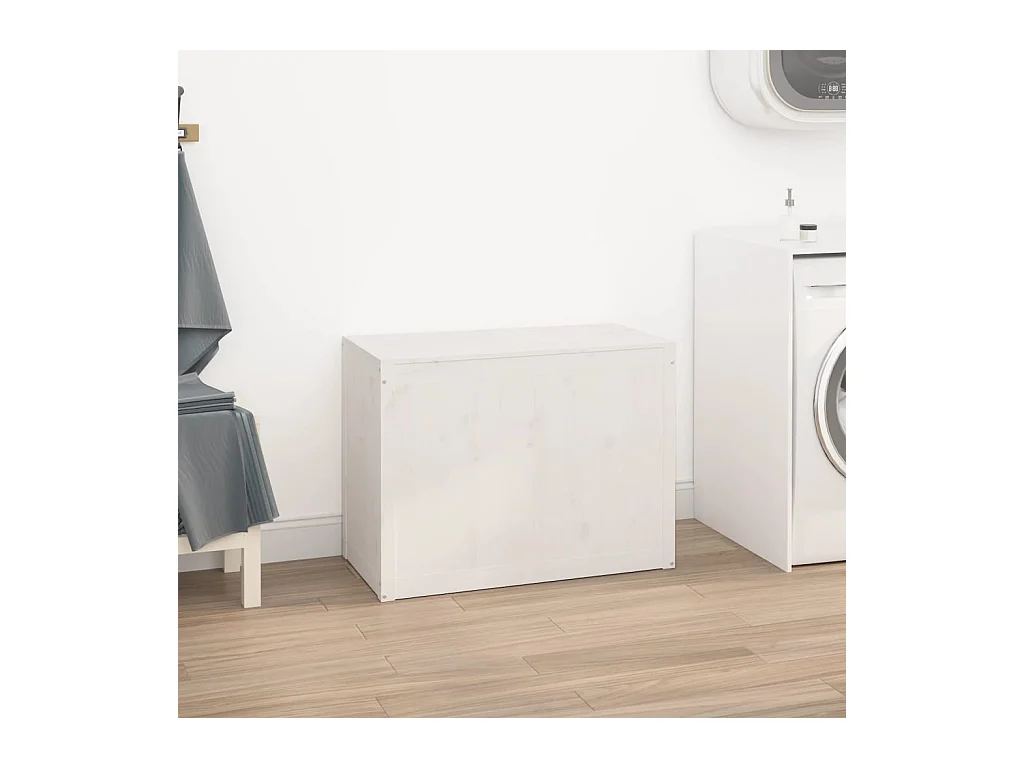 Boîte à linge Blanc 88,5x44x66 cm Bois massif de pin