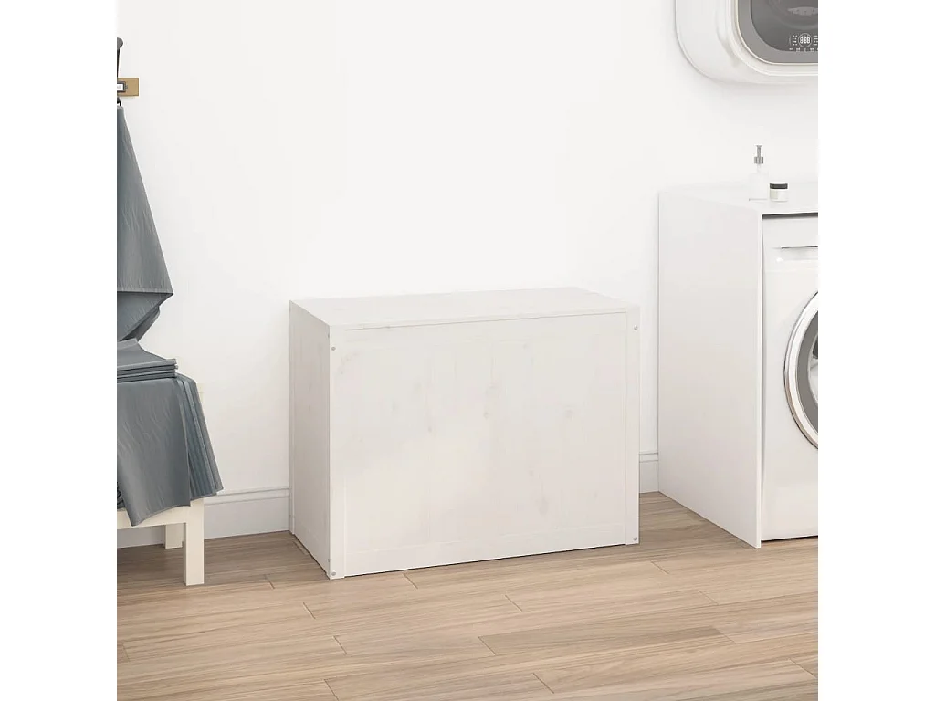 Boîte à linge Blanc 88,5x44x66 cm Bois massif de pin