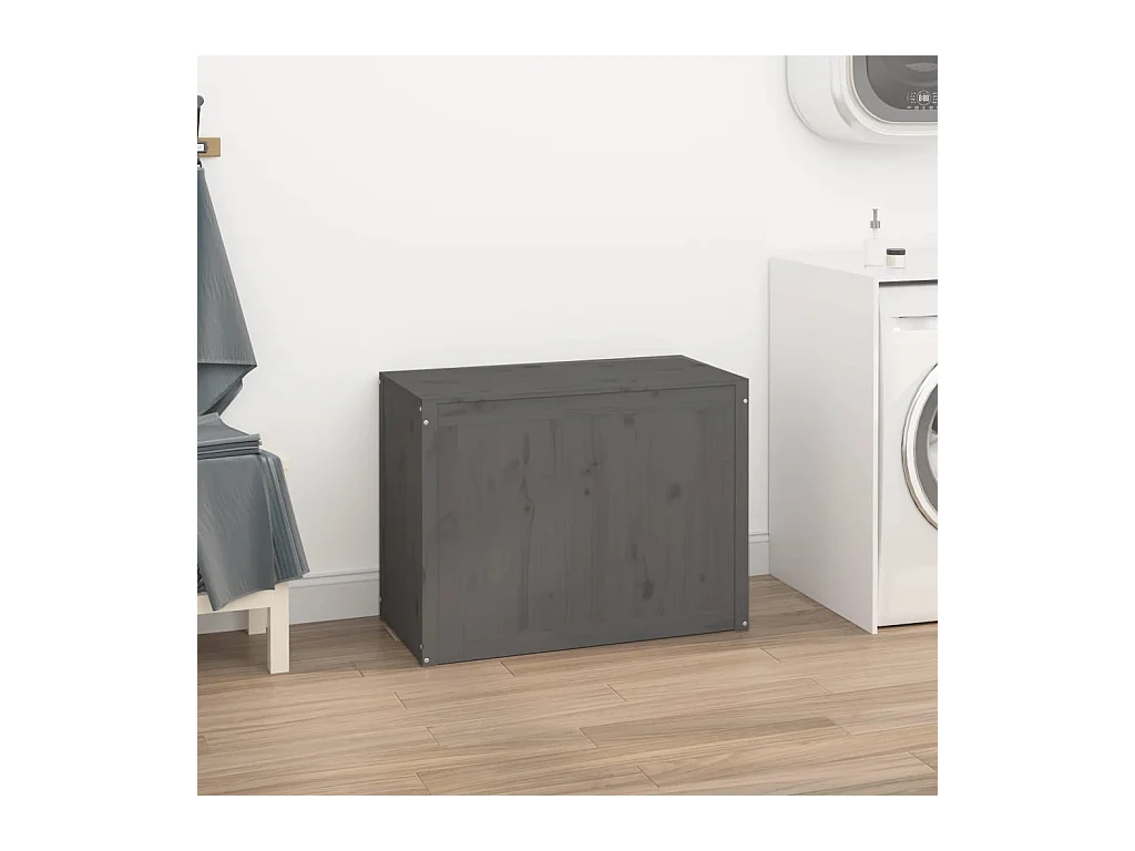 Boîte à linge Gris 88,5x44x66 cm Bois massif de pin