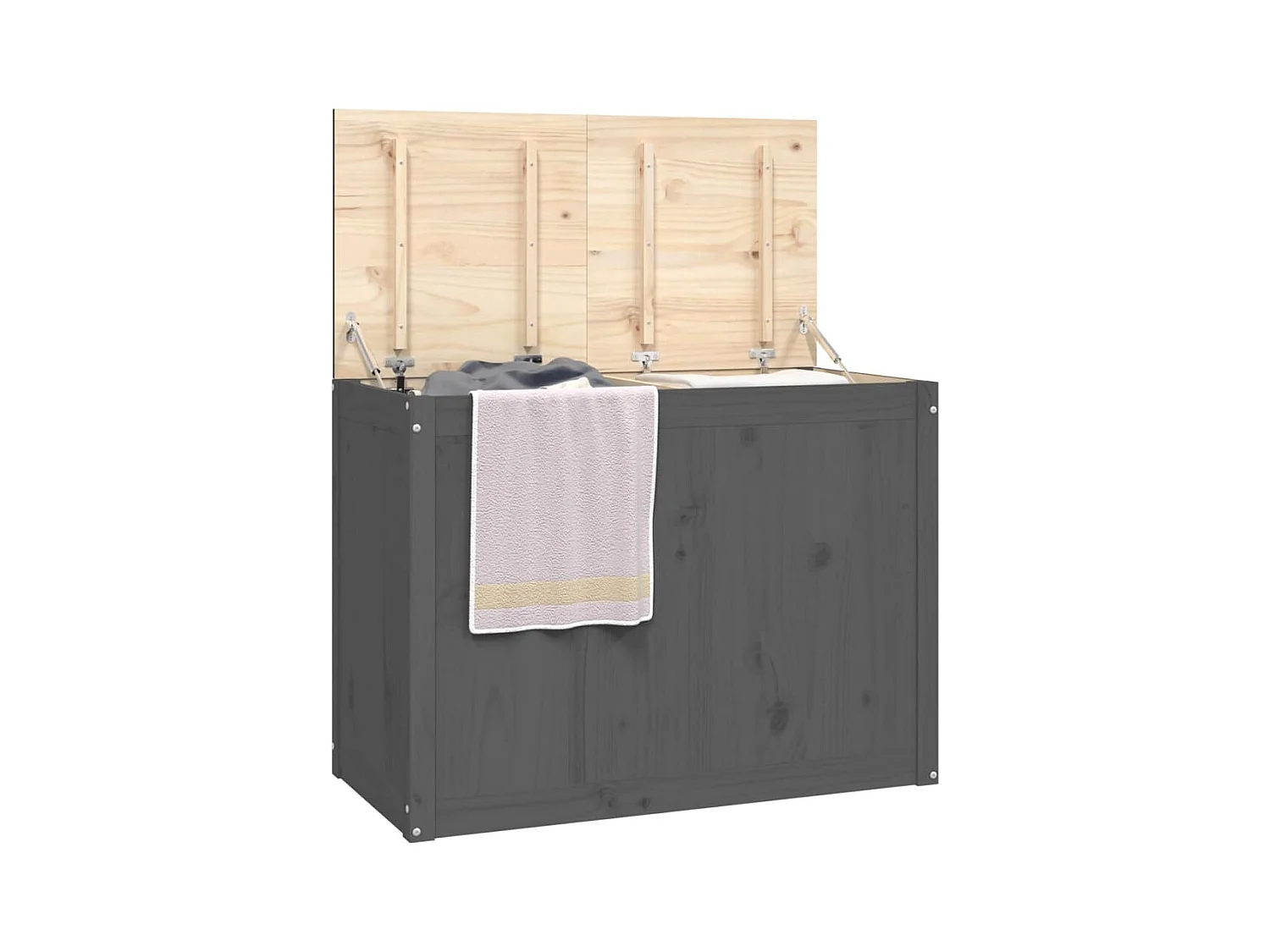 Boîte à linge Gris 88,5x44x66 cm Bois massif de pin