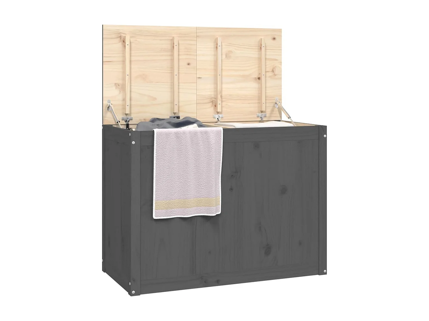 Boîte à linge Gris 88,5x44x66 cm Bois massif de pin