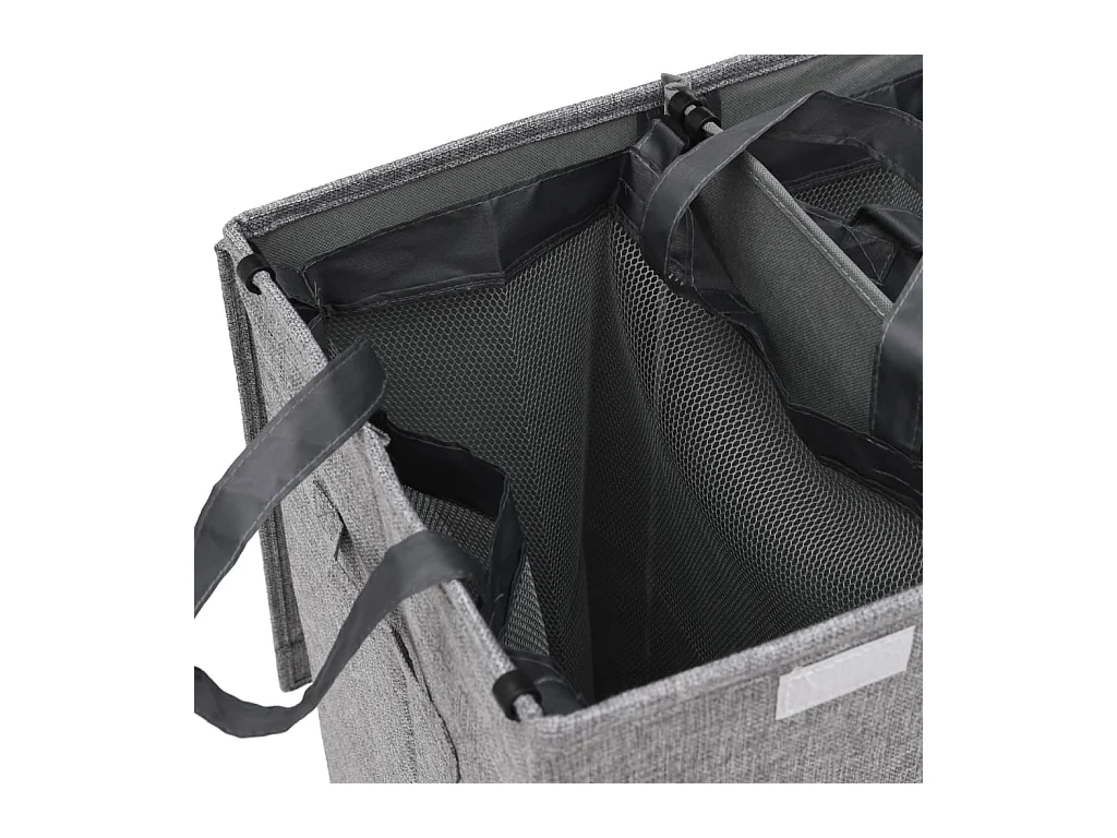 Cesto portabiancheria pieghevole grigio 51x34,5x59 cm tessuto finto lino