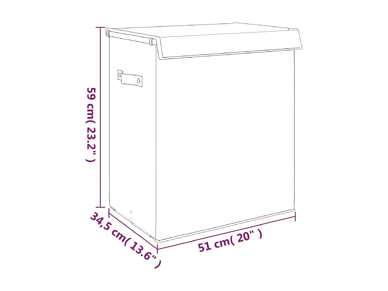 Panier à linge pliable Gris 51x34,5x59 cm Tissu en faux lin