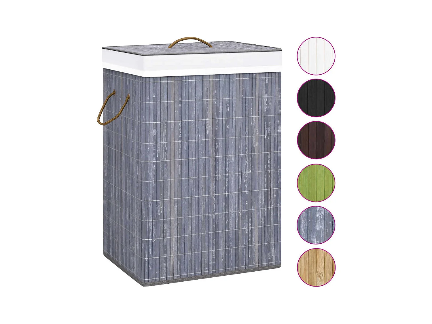 Wasmand met één vak, grijs bamboe