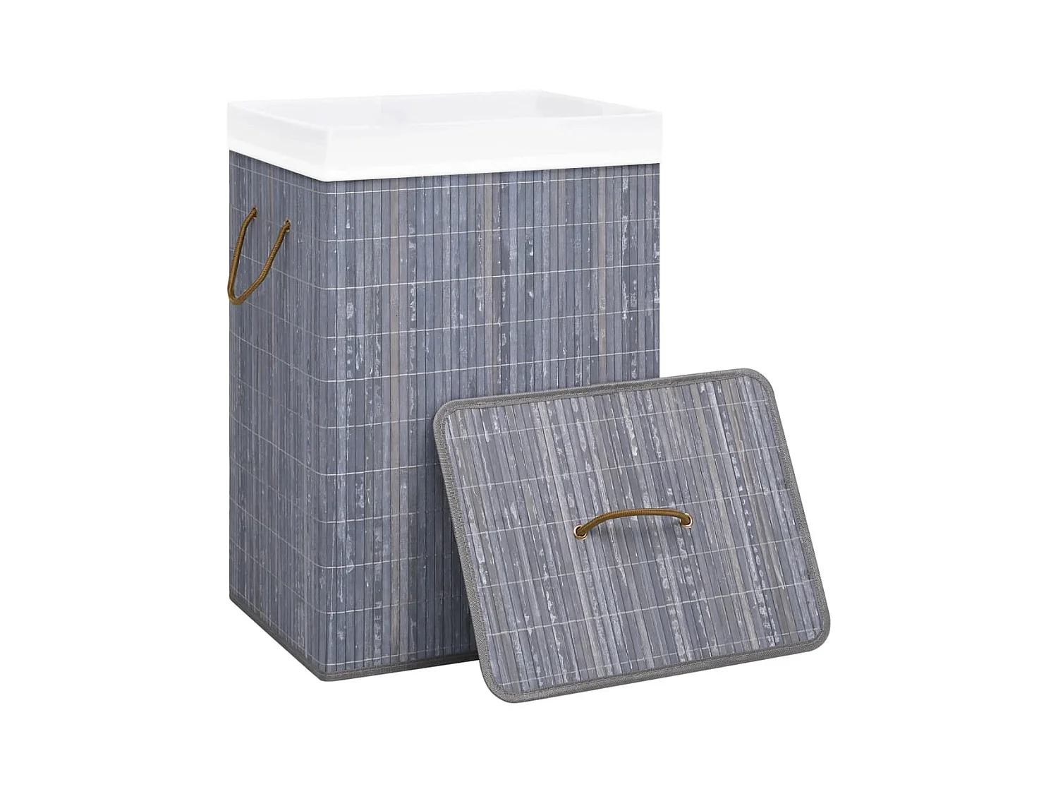 Wasmand met één vak, grijs bamboe