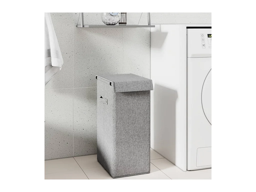 Panier à linge pliable Gris 26x34,5x59,5 cm Tissu en faux lin