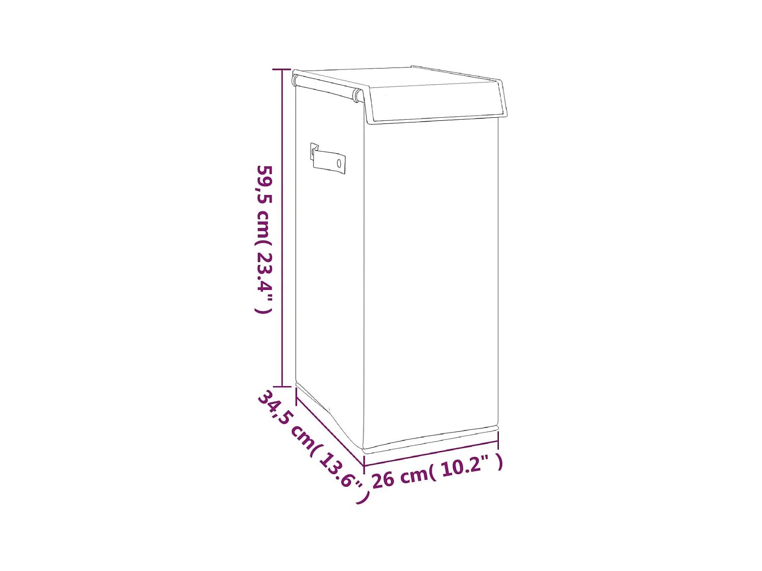 Panier à linge pliable Gris 26x34,5x59,5 cm Tissu en faux lin