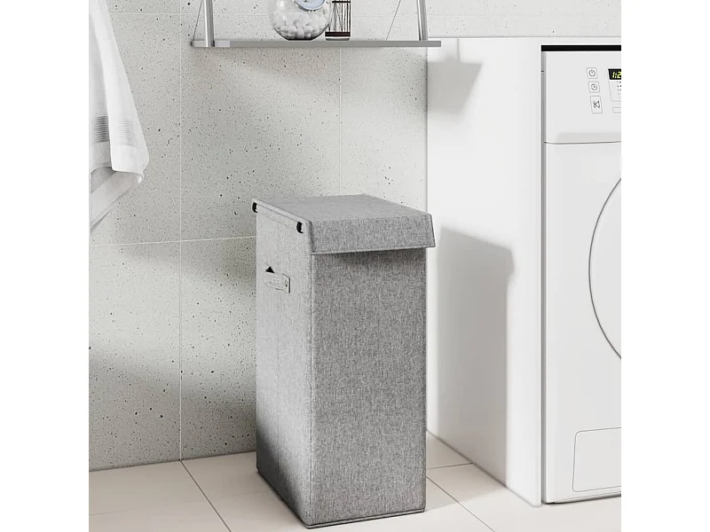 Panier à linge pliable Gris 26x34,5x59,5 cm Tissu en faux lin