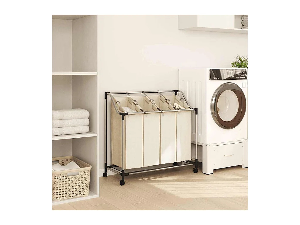 Trieuse à linge avec 4 sacs Crème Acier