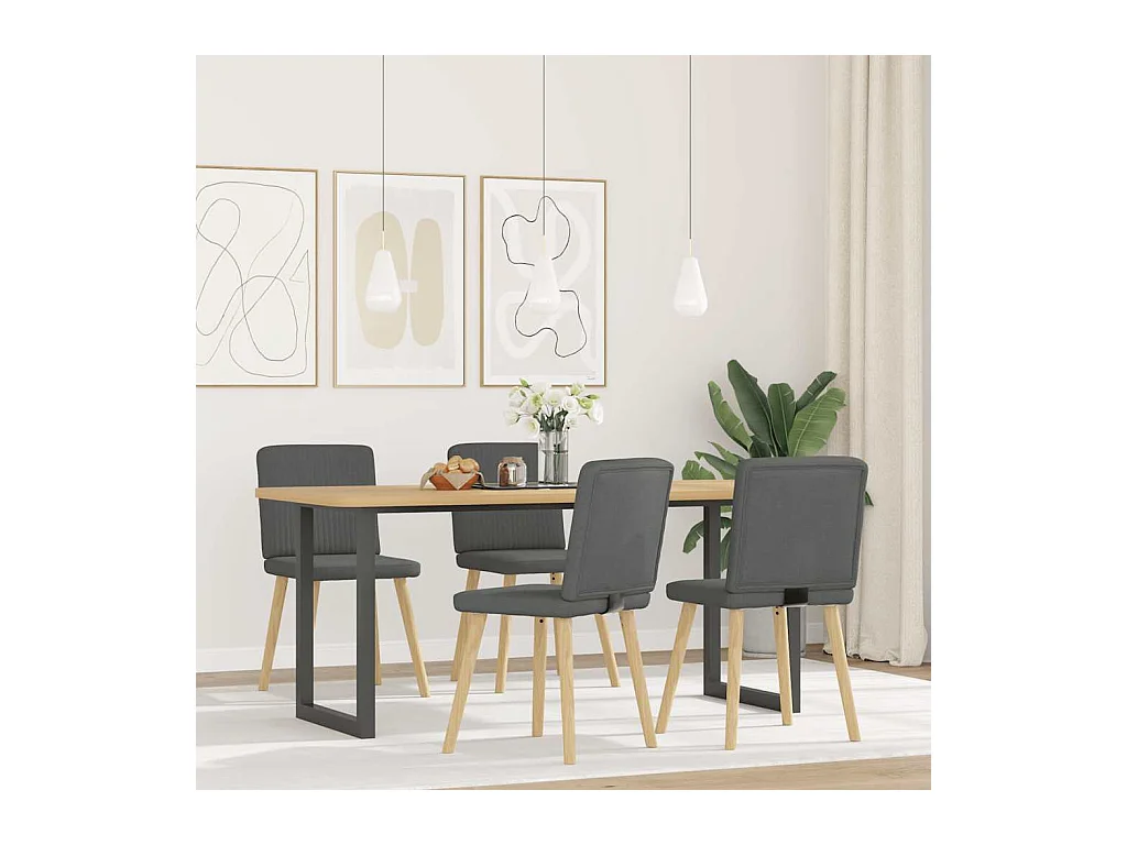 Eetkamerstoelen set van 4 donkergrijze stof