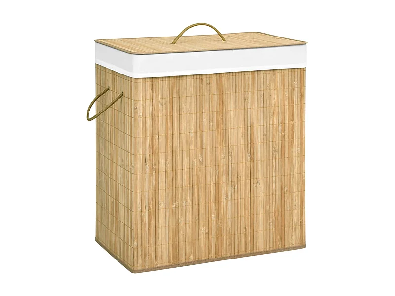 Cesta para ropa con 2 secciones de bambú 100 L