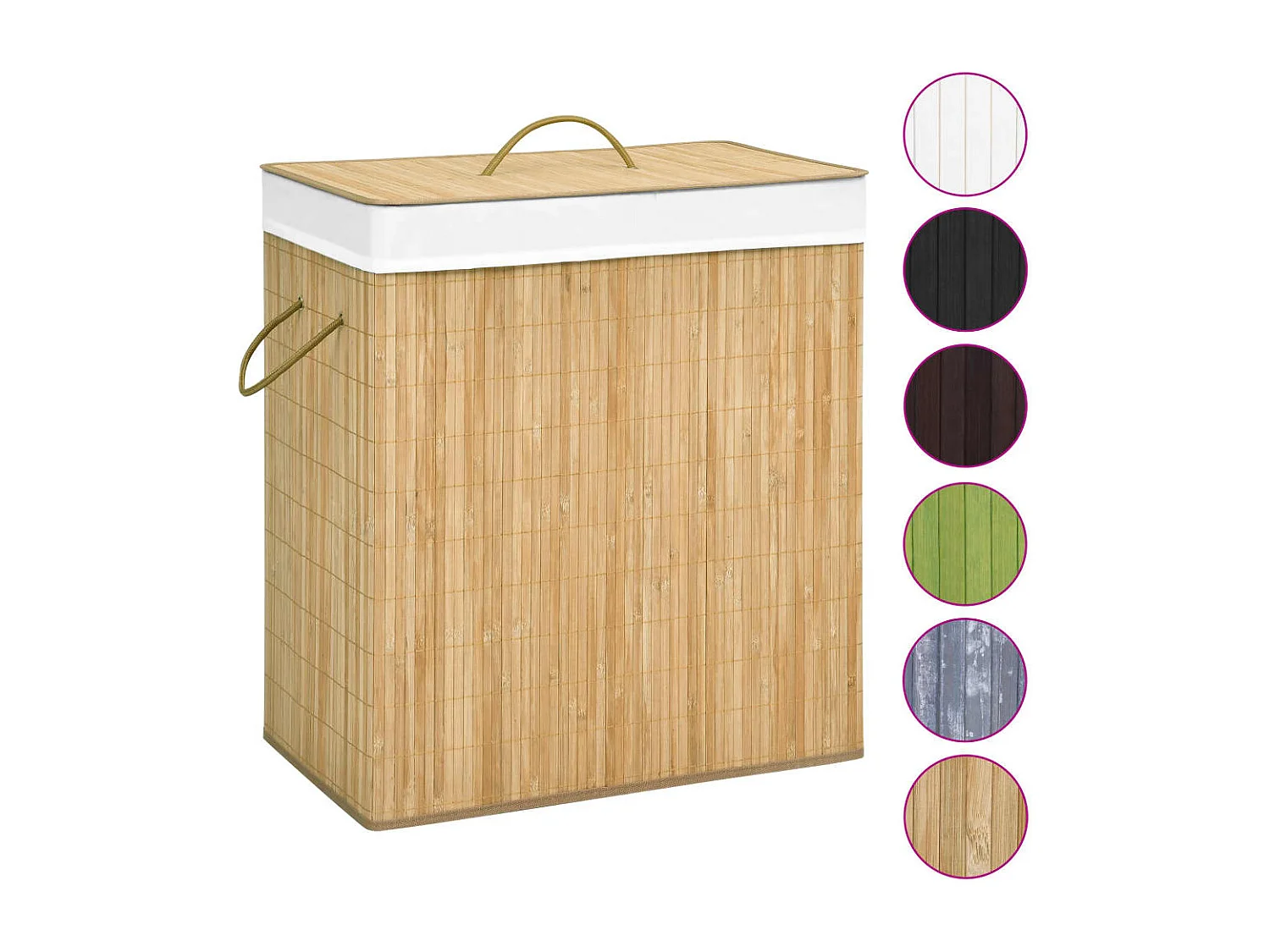 Panier à linge avec 2 sections bambou 100 L