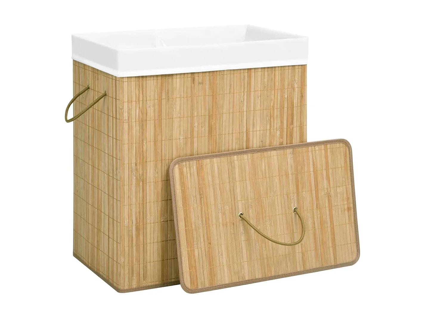 Panier à linge avec 2 sections bambou 100 L