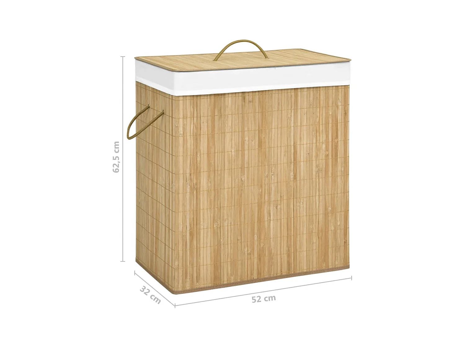 Panier à linge avec 2 sections bambou 100 L